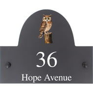 Personalised Owl Bird Motif Slate House Name Or Number Plaque/Sign - 25x20cm