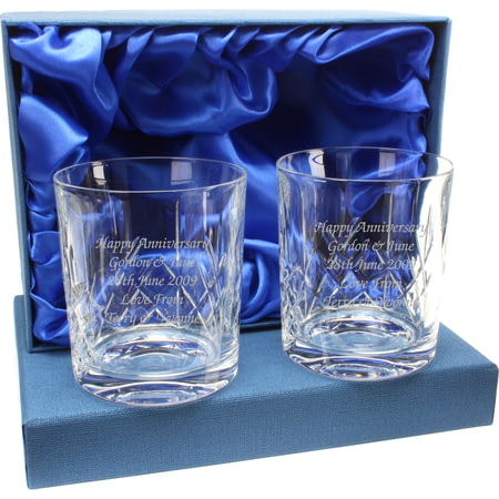 Personalised Crystal Whisky Glass Tumblers Set of 2 In Presentation Box