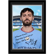Personalised Manchester City FC Bernardo Silva Autograph A4 Framed Player Photo