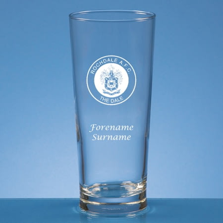 Personalised Rochdale AFC Crest Beer Pint Glass
