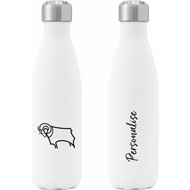 Personalised Derby County Crest Insulated Water Bottle - White