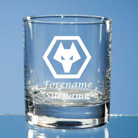 Personalised Wolverhampton Wanderers FC Wolves Crest Whisky Glass