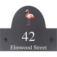 Personalised Flamingo Bird Motif Slate House Name Or Number Plaque/Sign - 25x20cm