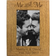 Personalised 6x4 Mr & Mr Wooden Photo Frame