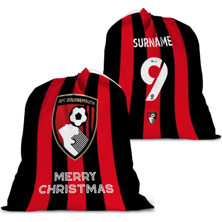 Personalised AFC Bournemouth FC Back Of Shirt Large Fabric Christmas Santa Sack