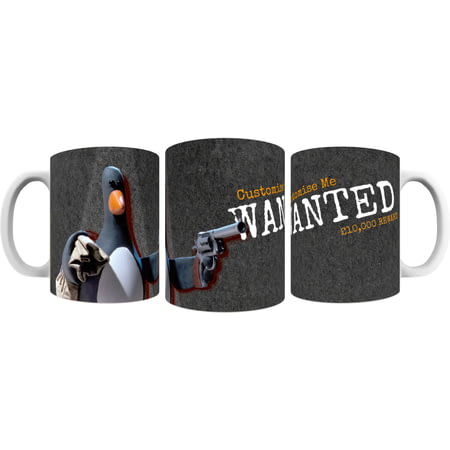 Personalised Wallace And Gromit Feathers "Wanted" Mug
