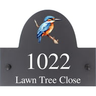 Personalised Kingfisher Bird Motif Slate House Name Or Number Plaque/Sign - 25x20cm