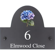 Personalised Hydrangea Flower Motif Slate House Name Or Number Plaque/Sign - 25x20cm