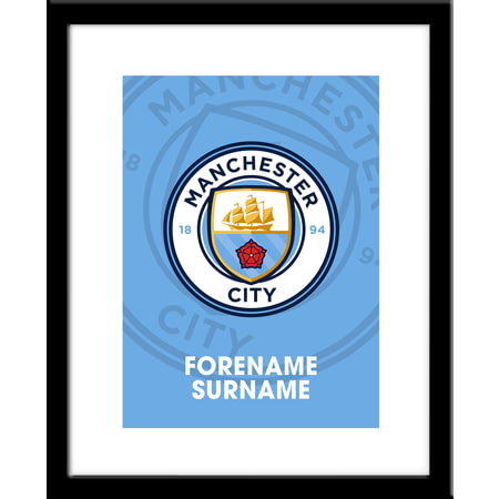 Personalised Manchester City FC Bold Crest Framed Print