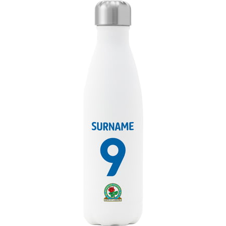 Personalised Blackburn Rovers FC Back Of Shirt Insulated Water Bottle - White