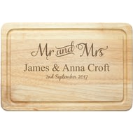 Personalised Mr & Mrs Rectangle Wooden Chopping Board