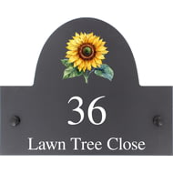 Personalised Sunflower Motif Slate House Name Or Number Plaque/Sign - 25x20cm