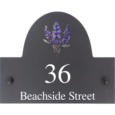 Personalised Bluebonnet Flower Motif Slate House Name Or Number Plaque/Sign - 25x20cm