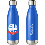 Personalised Bolton Wanderers FC Crest Blue Insulated Water Bottle