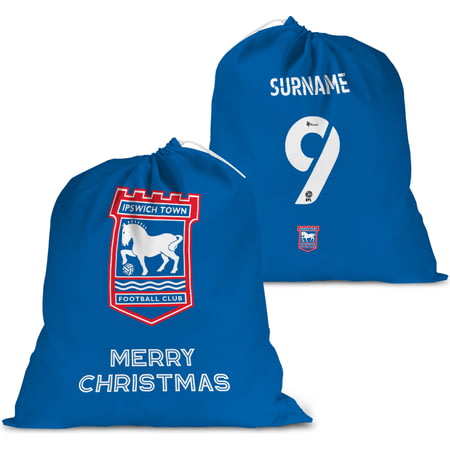 Personalised Ipswich Town FC FC Back Of Shirt Large Fabric Christmas Santa Sack