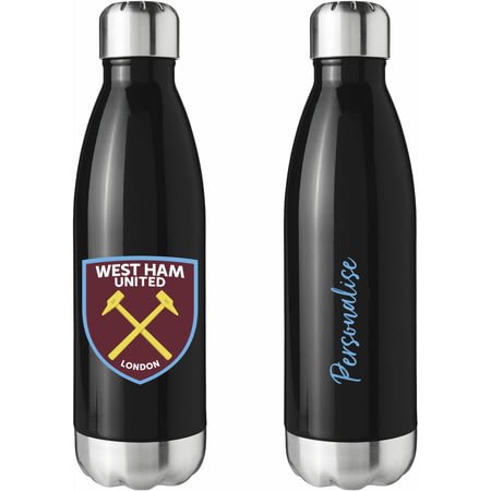 Personalised West Ham United FC Crest Black Insulated Water Bottle