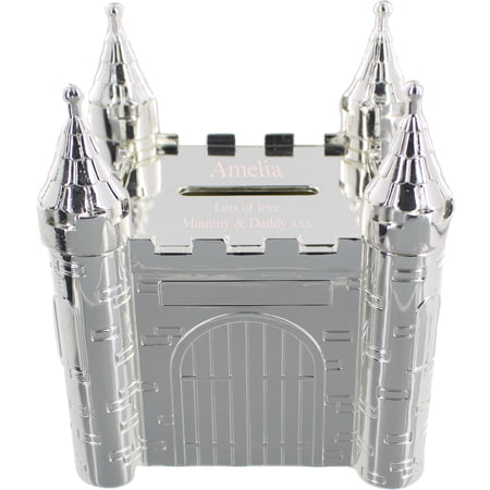 Personalised Silver Plated Fairytale Castle Money Box With Realistic Detail