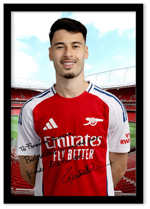 Personalised Arsenal FC Gabriel Martinelli Autograph A4 Framed Player ...