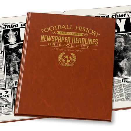 Personalised Bristol City Football Newspaper Book - A3 Leatherette Cover