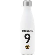 Personalised Wolves Back Of Shirt Insulated Water Bottle - White