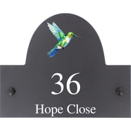 Personalised Hummingbird Motif Slate House Name Or Number Plaque/Sign - 25x20cm