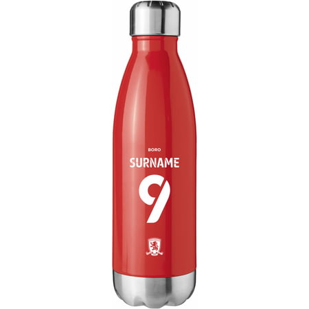 Personalised Middlesbrough FC Back Of Shirt Red Insulated Water Bottle