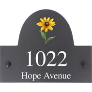 Personalised Rudbekia Flower Motif Slate House Name Or Number Plaque/Sign - 25x20cm