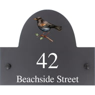 Personalised Blackbird Motif Slate House Name Or Number Plaque/Sign - 25x20cm