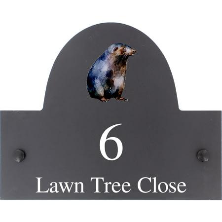 Personalised Mole Wildlife Animal Motif Slate House Name Or Number Plaque/Sign - 25x20cm