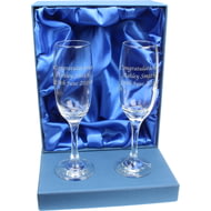 Personalised Engraved Pair of Glass Champagne Flutes