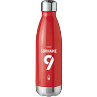 Personalised Nottingham Forest FC Back Of Shirt Red Insulated Water Bottle