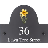 Personalised Daffodil Flower Motif Slate House Name Or Number Plaque/Sign - 25x20cm