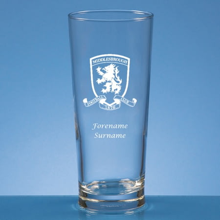 Personalised Middlesbrough FC Crest Beer Pint Glass