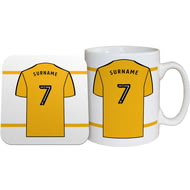 Personalised Wolves FC Shirt Mug & Coaster Set