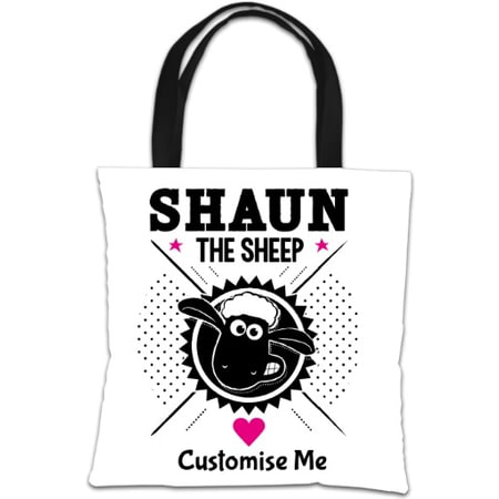 Personalised Shaun The Sheep Black & White Tote Bag