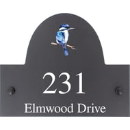 Personalised Ultra Marine Kingfisher Bird Motif Slate House Name Or Number Plaque/Sign - 25x20cm