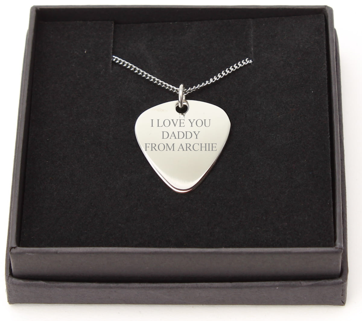 engraved plectrum necklace