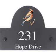 Personalised Bohemian Waxwing Bird Motif Slate House Name Or Number Plaque/Sign - 25x20cm