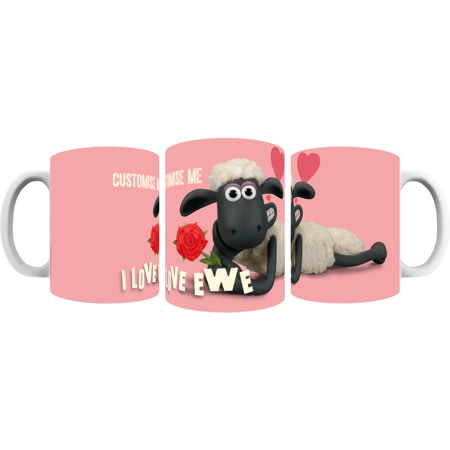 Personalised Shaun The Sheep Valentines 'I Love Ewe' Mug