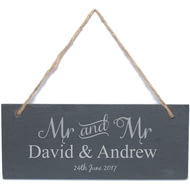 Personalised Mr & Mr Hanging Slate Sign Plaque
