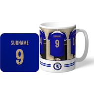 Personalised Chelsea FC Dressing Room Shirts Mug & Coaster Set