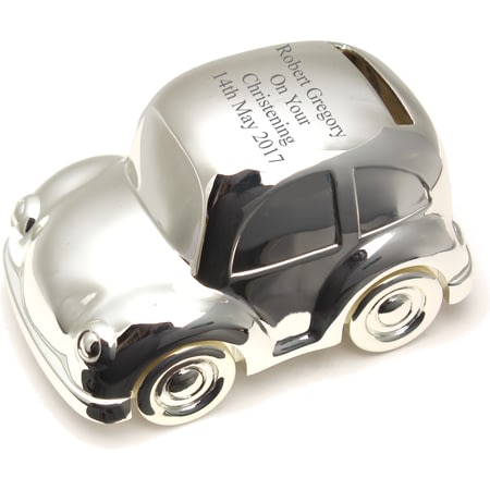Personalised Engraved Silver Car Money Box