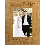 Personalised Engraved Mr & Mrs Wooden Photo Frame