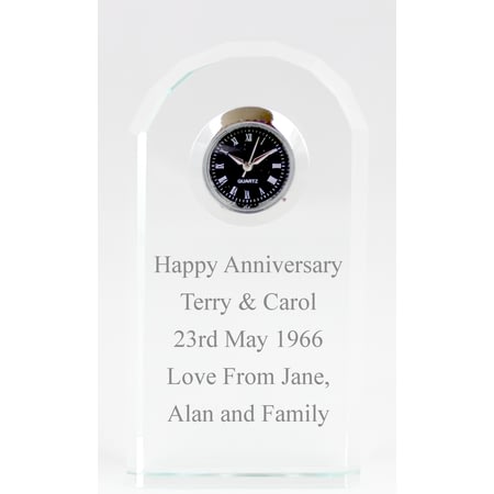 Personalised Engraved Crystal Mantel Clock - Any Message