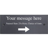 Personalised Right Arrow Below Text Natural Slate Sign Garden Plaque With Wall Fixings - 25x10cm