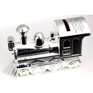 Personalised Engraved Silver Train Moneybox
