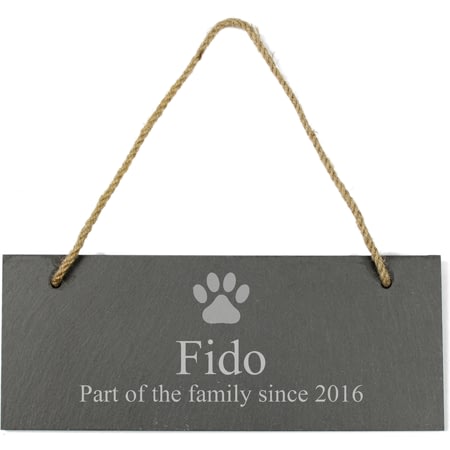 Personalised Dog Paw Print Hanging Slate Plaque/Sign