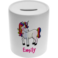 Personalised Girls Unicorn Ceramic Money Box
