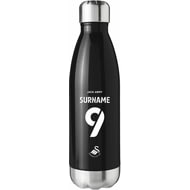 Personalised Swansea City FC Back Of Shirt Black Insulated Water Bottle