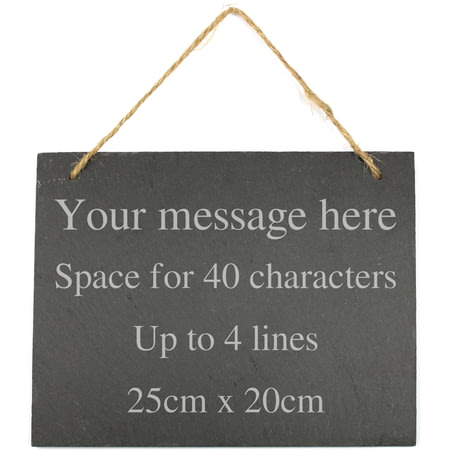 Personalised Large Hanging Slate Plaque/Sign - 25x20cm